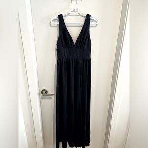Floor length dark blue dress